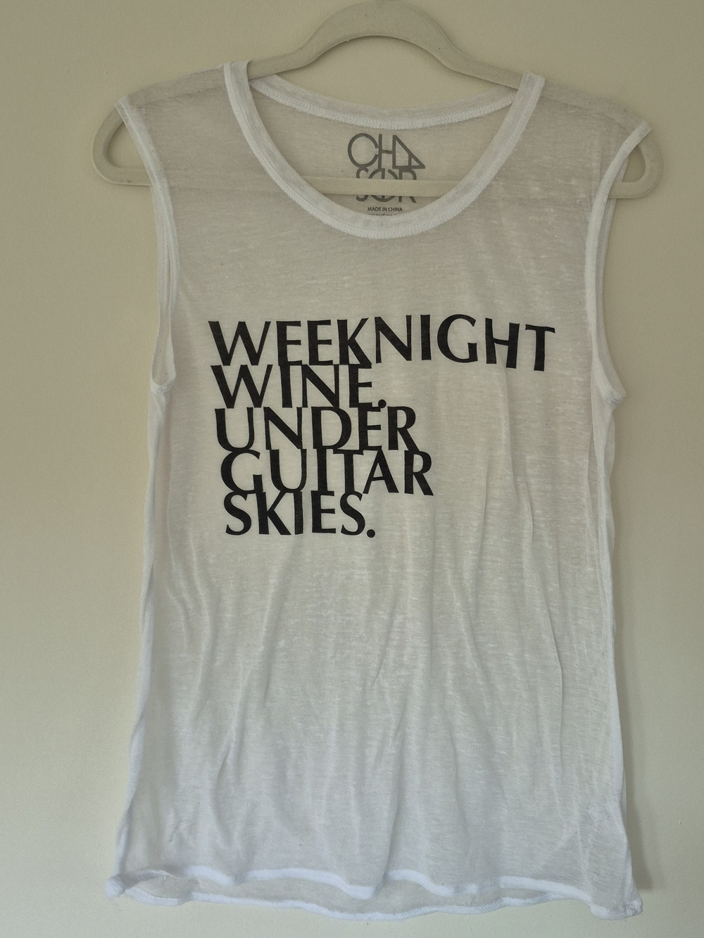 White Tank Top with Black Graphic